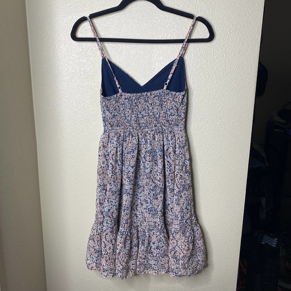 Hollister Tank Dress Sleeveless Spaghetti Strap Ruffle V-Neck Blue Floral Sz XS - Picture 3 of 8